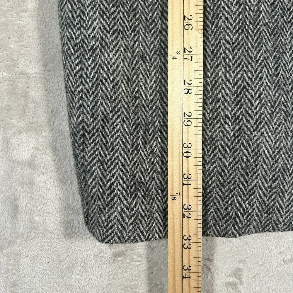 VTG Harris Tweed Blazer Mens 44L Gray Herringbone Pure Scottish Wool Handwoven